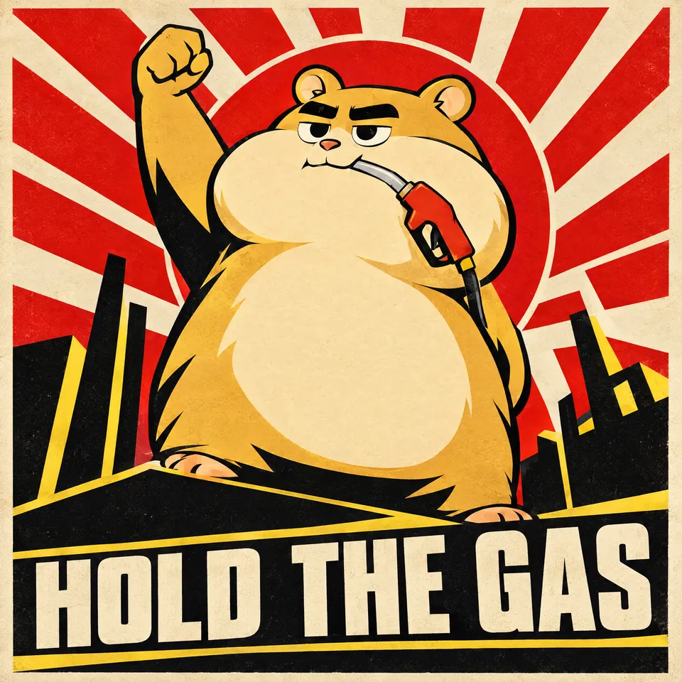 Hold The Gas propaganda poster showing Cheeks with raised fist