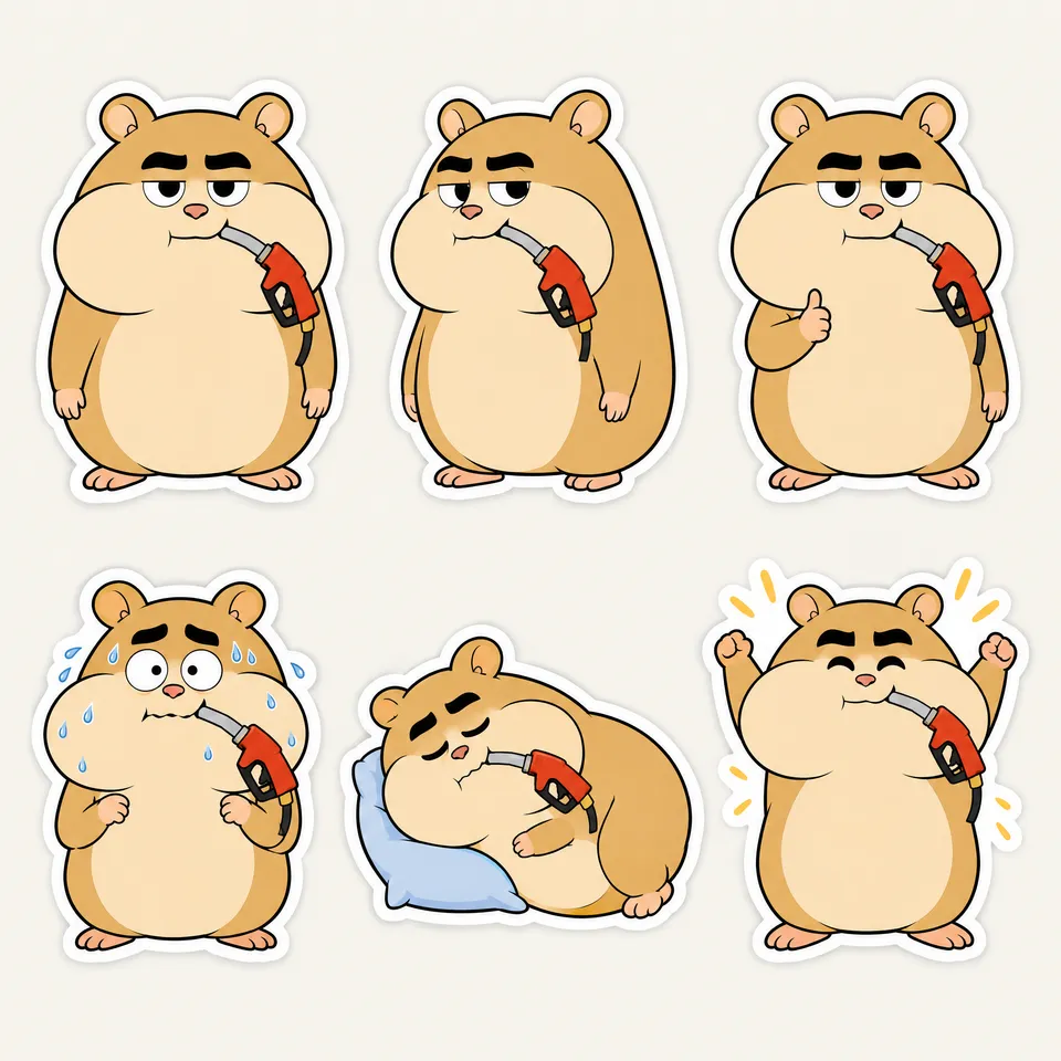 Cheeks stickers sheet evidence showing 6 varied expressions